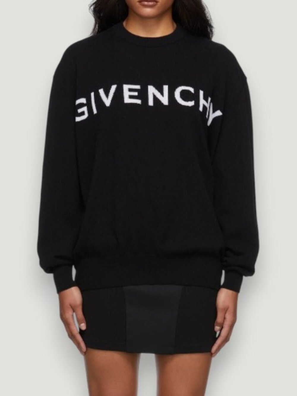 Givenchy Paris 4G crew neck knitted sweater black white women's size XL
